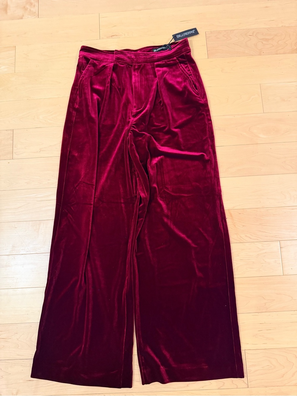 NWT BLANKNYC Burgundy Velvet Wide Leg Pants Trousers Sz 28 04YD3653